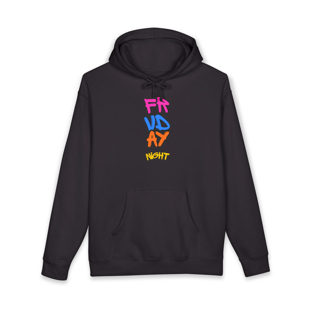 Friday Night Hoodie — Colorful Graffiti Text Pullover