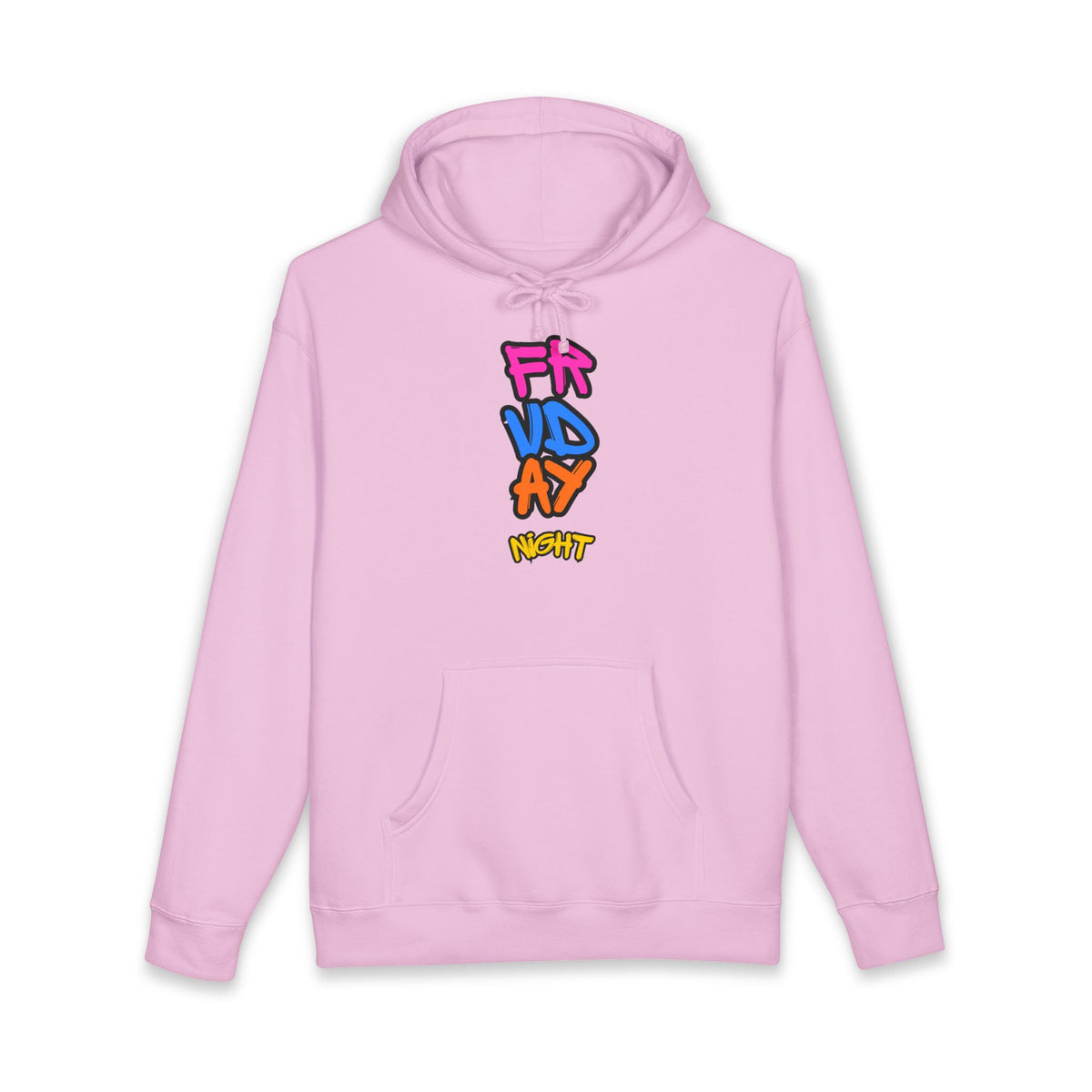 Friday Night Hoodie — Colorful Graffiti Text Pullover